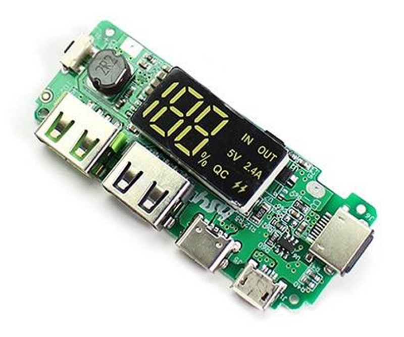 Powerbank 5V 2.4A Display Green