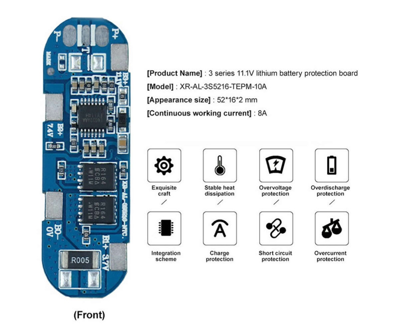 3S 8A 12V BMS Protection Board