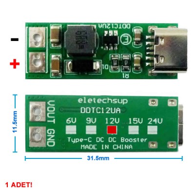 Type-C USB to 12V Boost Modül