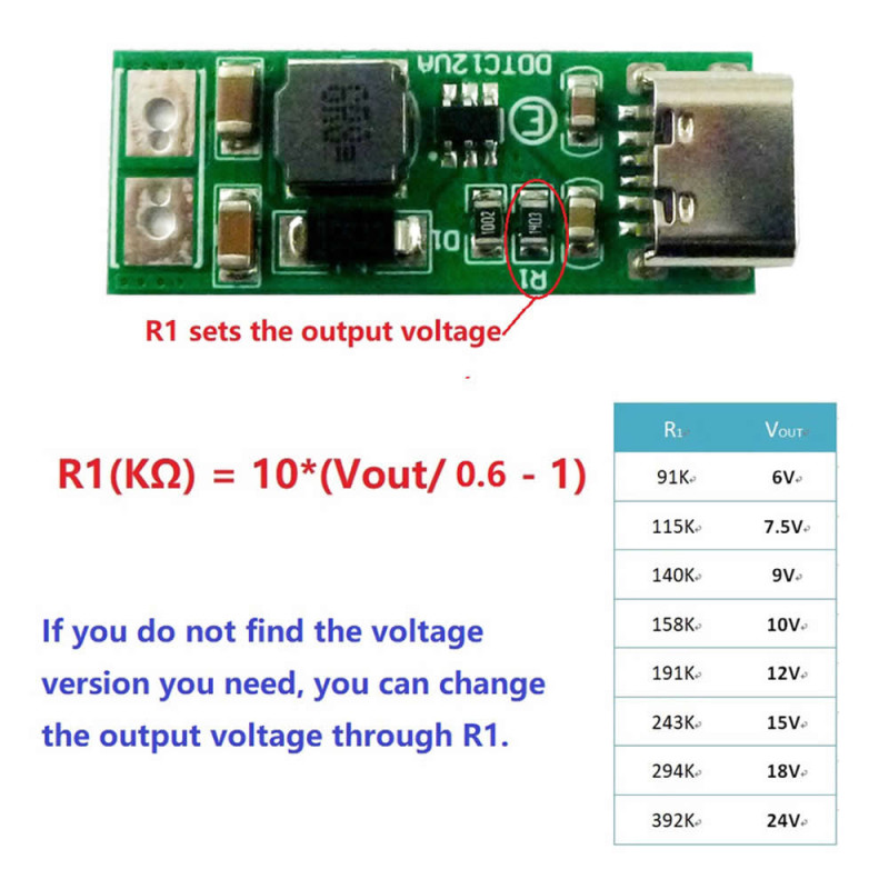 Type-C USB to 12V Boost Module