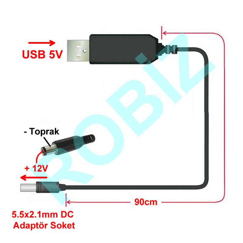 5V to 12V Cabled Voltage Booster