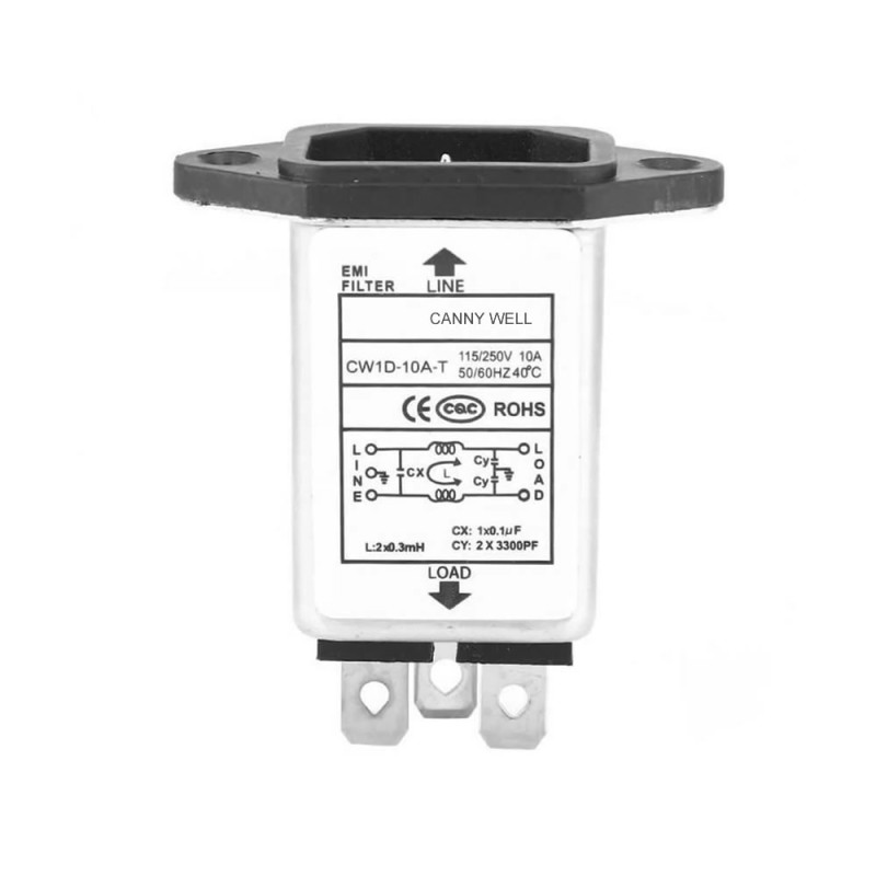 CW1D-10A-T 250V 10A C14 Socket with EMI Filter