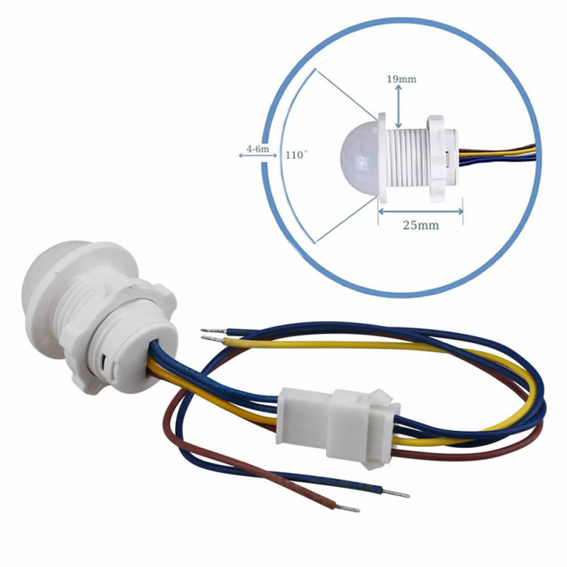 220V PIR Hareket Sensörü 25cm Kablolu