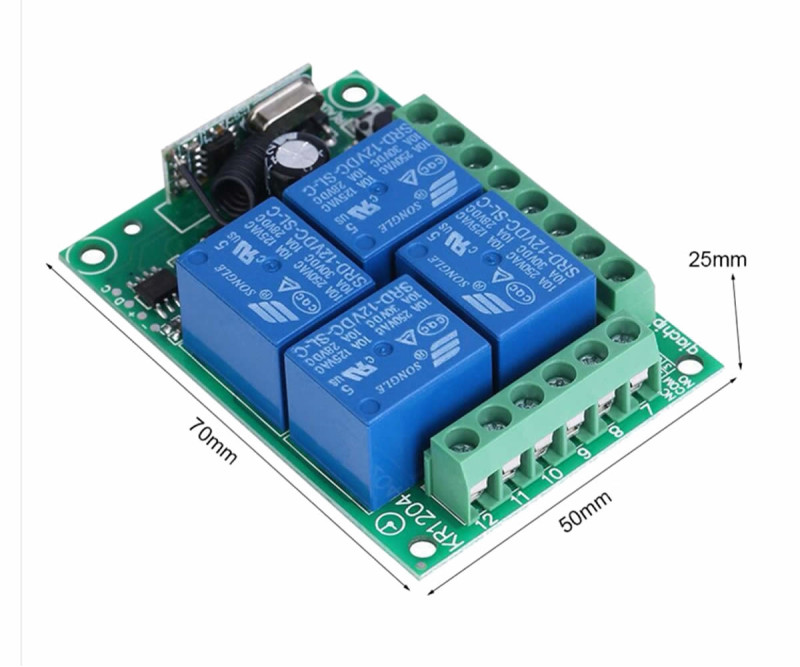 433MHz 4 Channel Relay 12V KR1204
