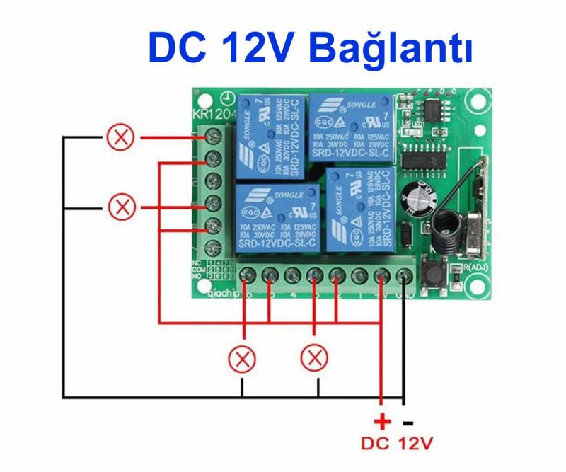 433MHz 4 Channel Relay 12V KR1204