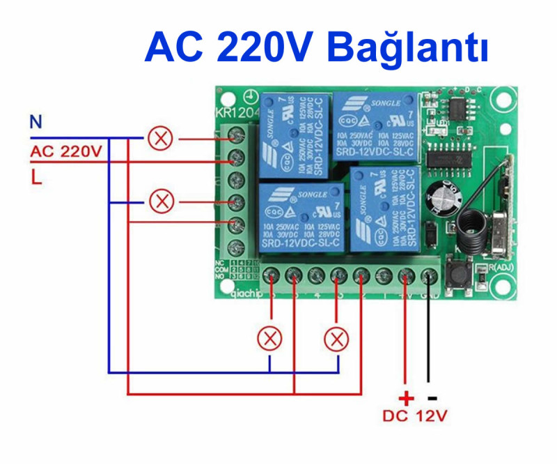 433MHz 4 Channel Relay 12V KR1204