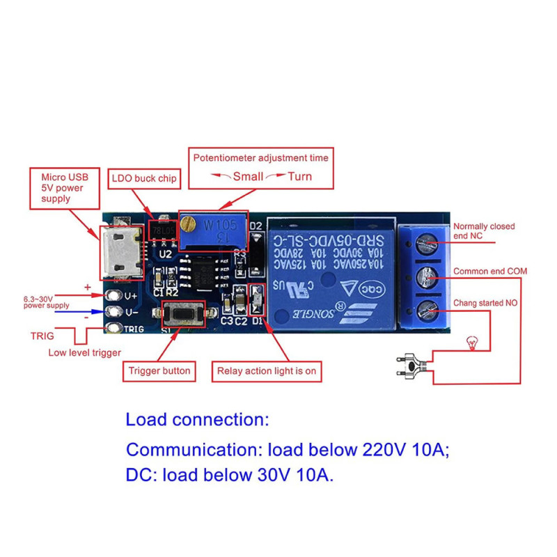 Micro Usb Time Delay Relay Module