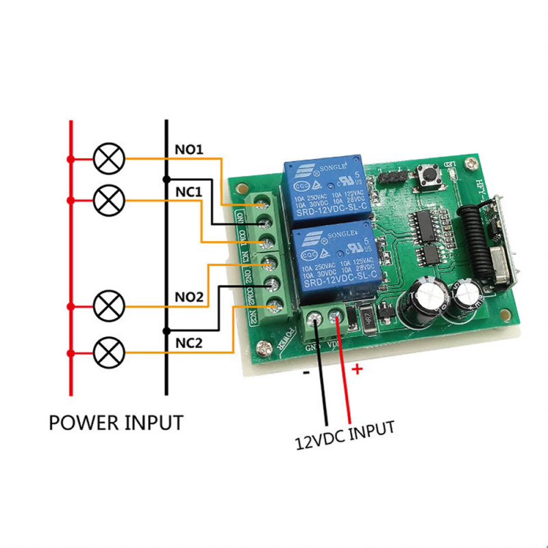 433Mhz RF 2 Channel Relay Module DC 12V
