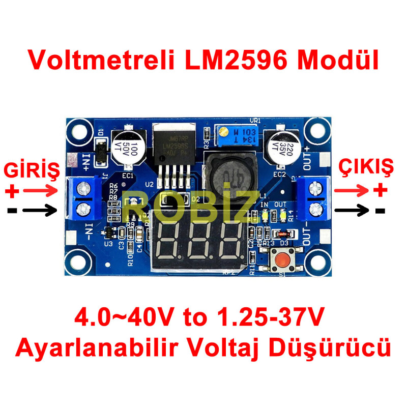 LM2596 Adjustable Power Module with Voltmeter