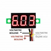 Voltmetre 0.36" DC 4-30V Kırmızı