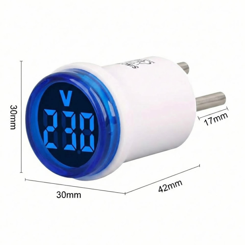 AC 220V Voltmeter Round Blue EU Plug