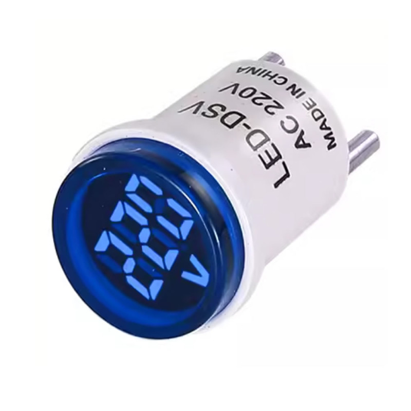 AC 220V Voltmeter Round Blue EU Plug