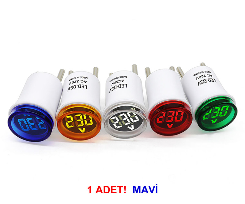AC 220V Voltmeter Round Blue EU Plug