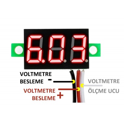 Voltmetre  0.36" 4-30V Kırmızı 