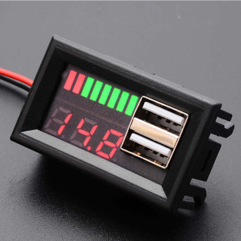USB Soketli Voltmetreli Akü Kapasite Göstergesi