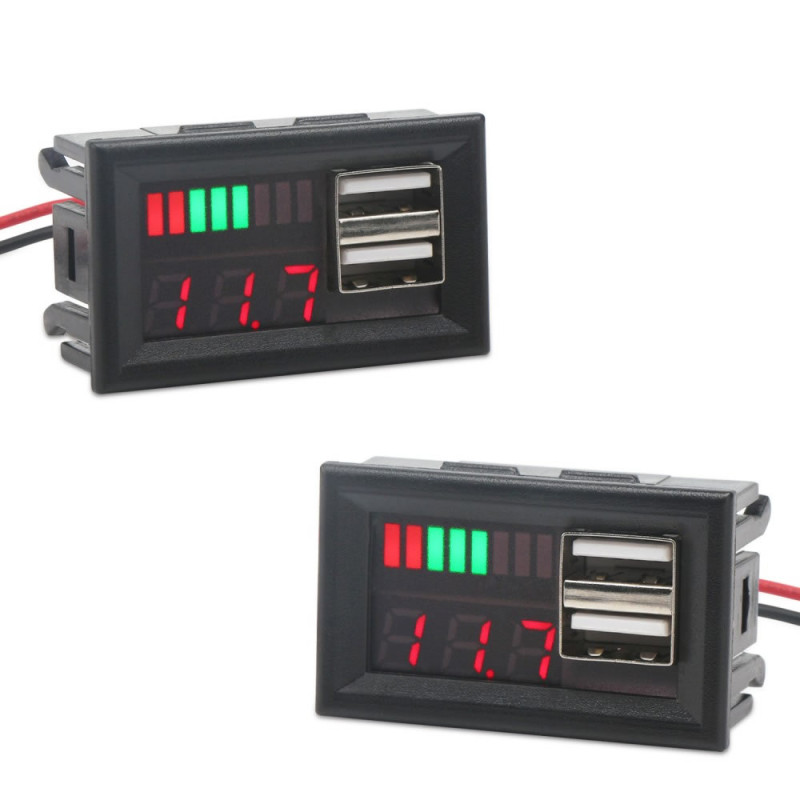 Battery Capacity Indicator with USB Socket and Voltmeter