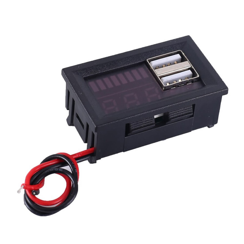 Battery Capacity Indicator with USB Socket and Voltmeter