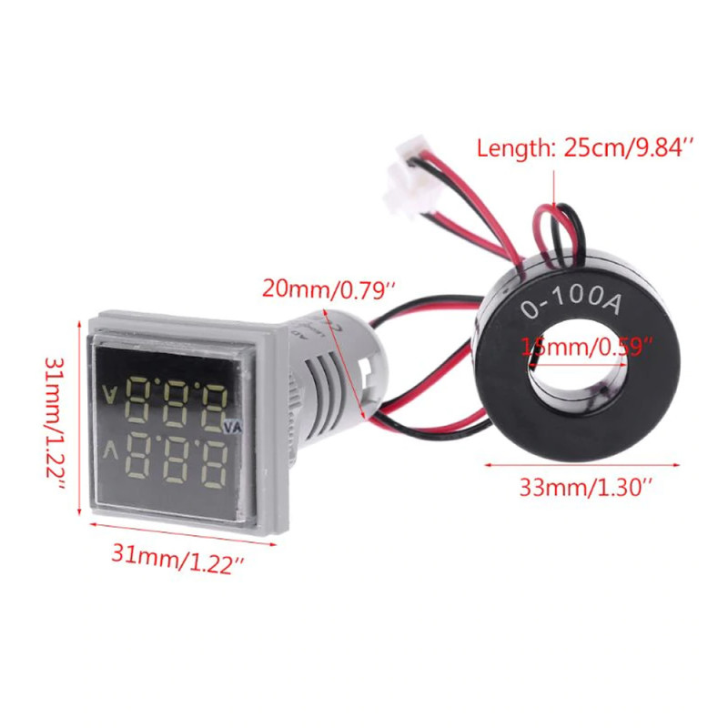 500V 100A Volt Ammeter AD16-22VAMS