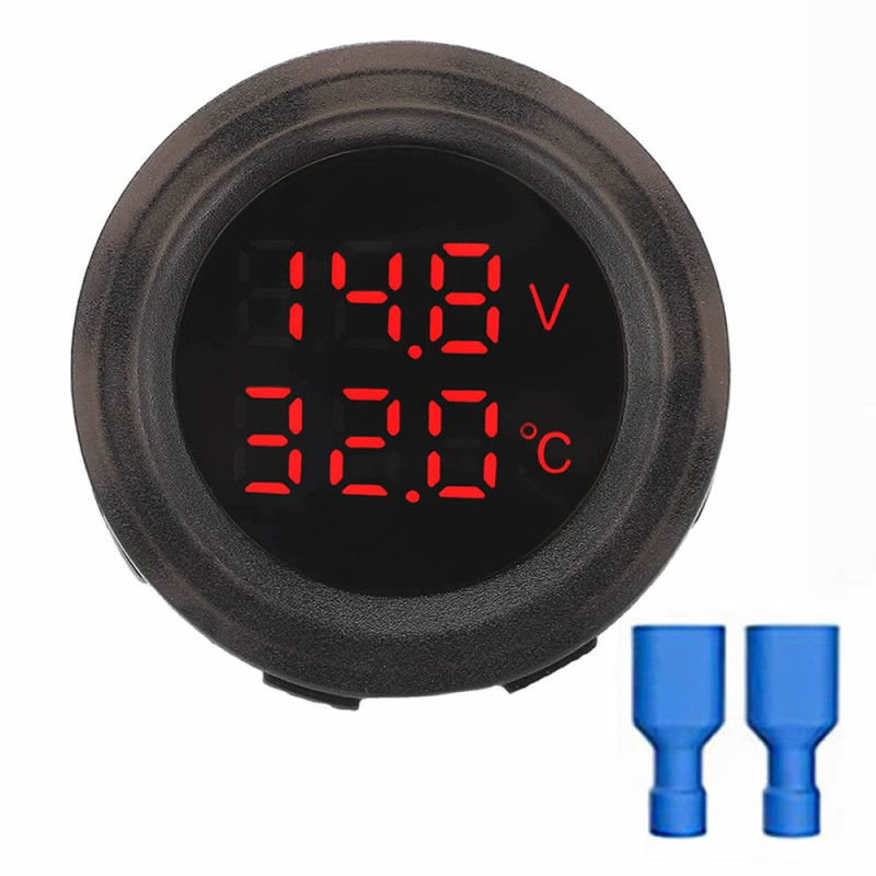 Round Voltmeter Thermometer 12V/24V