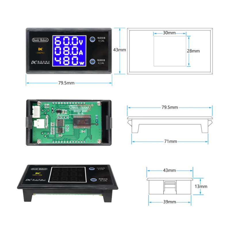 0-100V 10A Voltmeter Ammeter Wattmeter