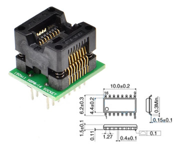 SOP16 SO16 to DIP16 Spring Loaded Adapter Socket