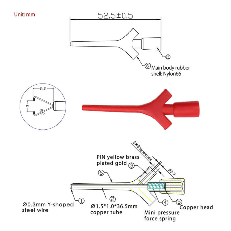 Hook Type Test Probe Pair 2mm