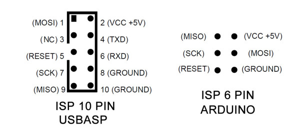 Atmel 10 Pin 6 pin Converter