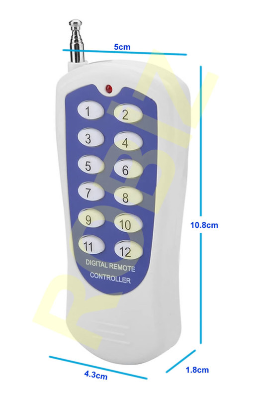 433Mhz Remote Control 12 Button Telescopic Antenna