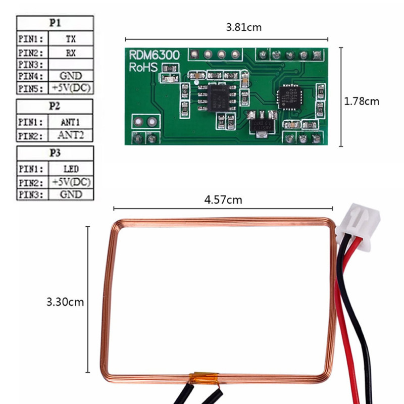 RDM6300 125 kHz RFID Card Reader