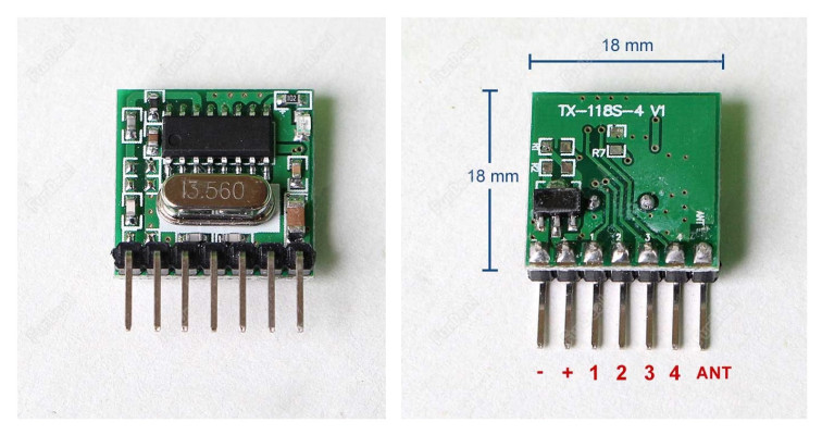 TX118A 4 Channel 433Mhz Transmitter