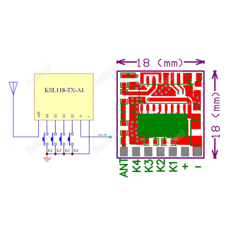TX118A 4 Channel 433Mhz Transmitter