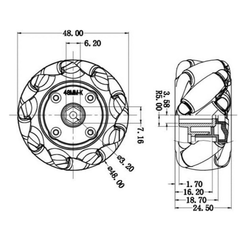 48mm Omni Mecanum Wheel Pair