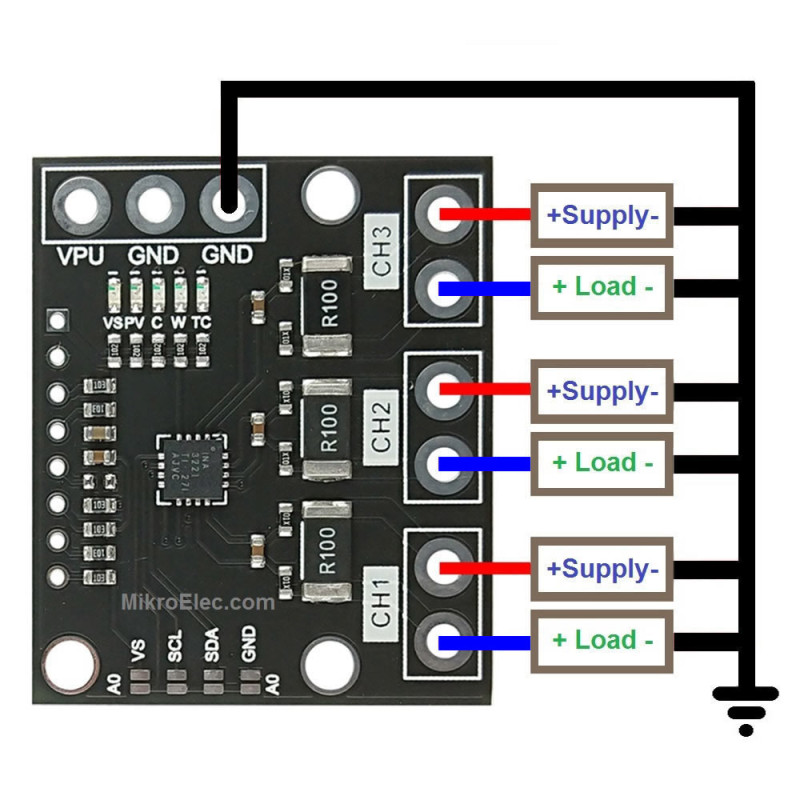 3 Channel INA3221 Voltage Current Power Monitoring Module