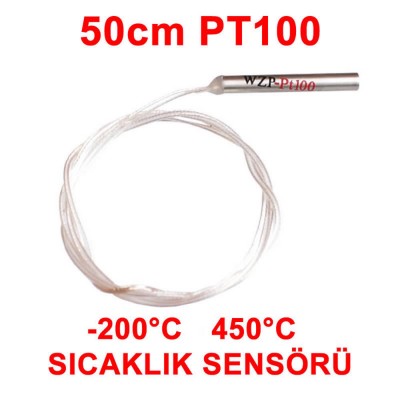 PT100 Sıcaklık Sensörü 50cm