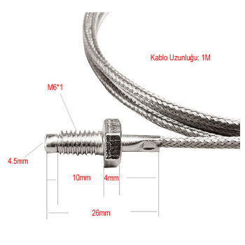 K Type Thermocouple 1 Metre M6 Dişli