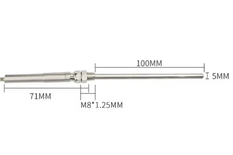 K Type Thermocouple 100mm M8 Probe 1 Meter Cable