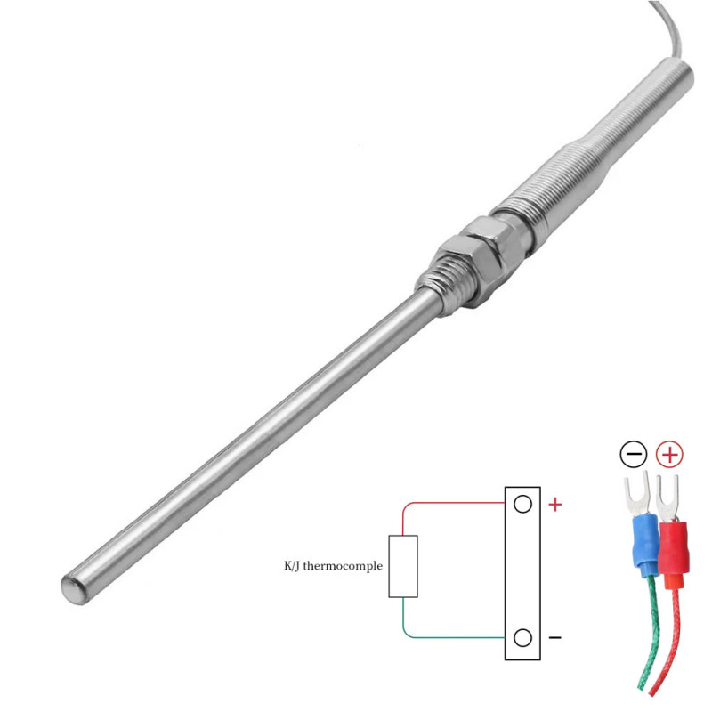 K Type Thermocouple 100mm M8 Probe 1 Meter Cable