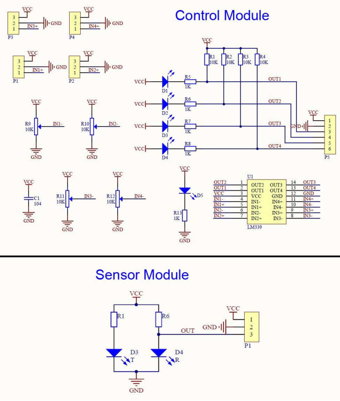 4 Channel IR Line Tracking Module