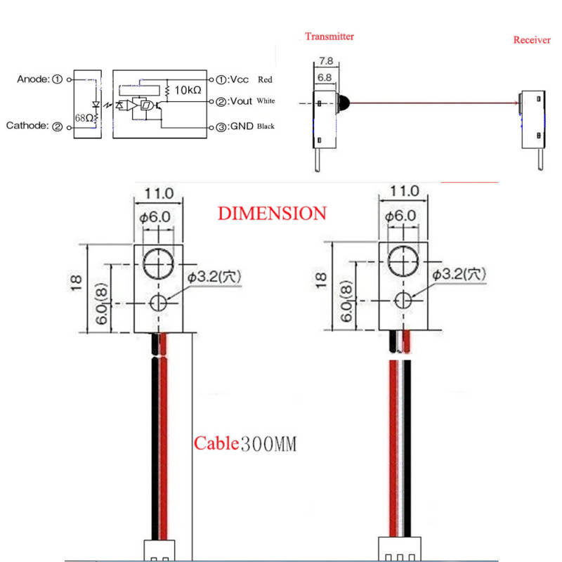 DC 5V Beam Sensor Pair 30cm