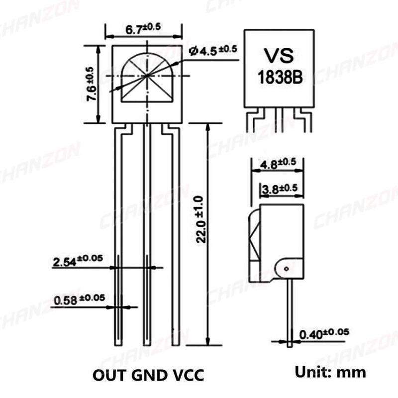 VS1838B 38KHZ IR Receiver Sensor