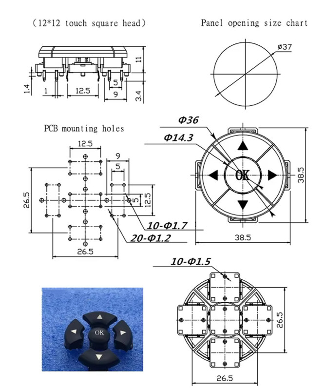 4 Direction OK 12x12mm Button 1 Set