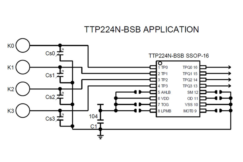 TTP224N-BSB 4 Button Touch Sensor IC