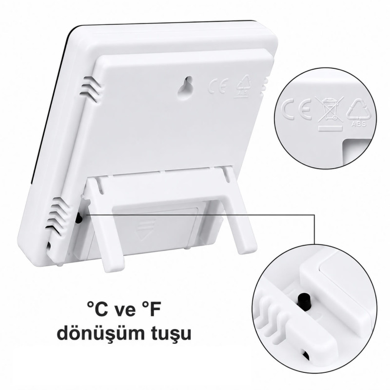 Dijital Sıcaklık ve Nem Ölçer Saatli Termometre