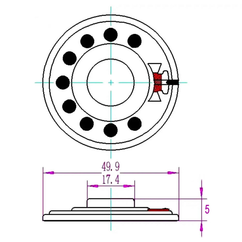 4cm 50 Ohm 0.5W Speaker Thin 5mm