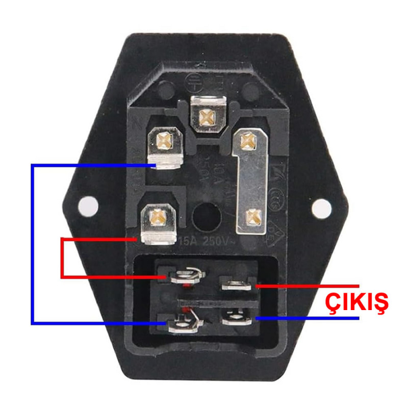 Cabled 220V Power Socket Male With Switch