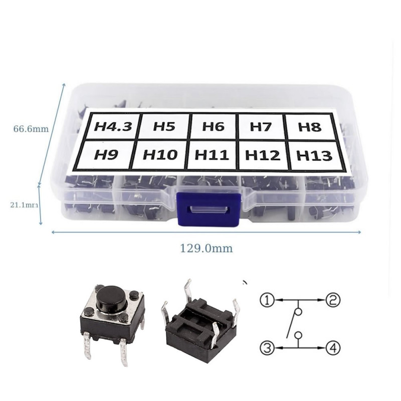200pcs 6x6mm Tact Button Set