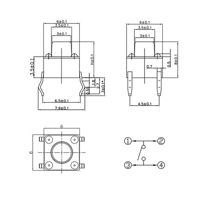 200pcs 6x6mm Tact Button Set