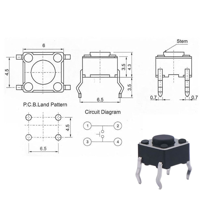 6x6x4.3mm Tact Button