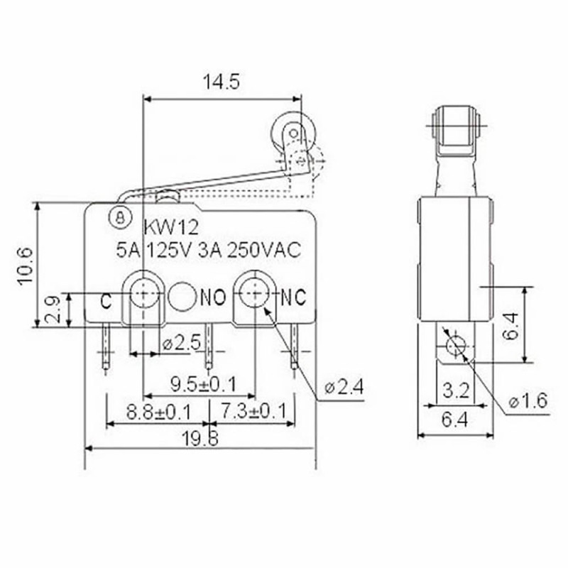 Roller Micro Switch 5A Kw123
