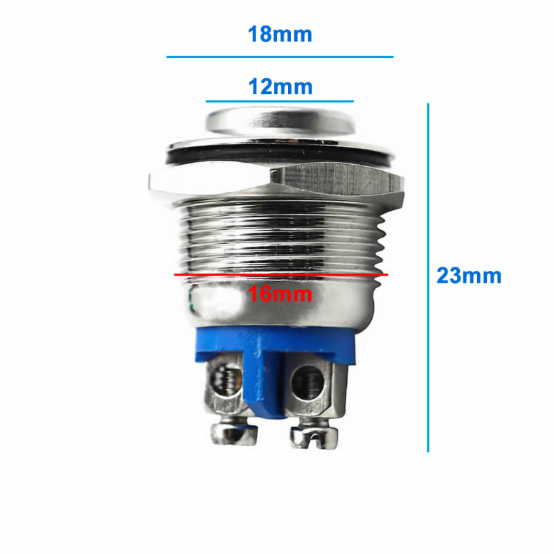16mm Metal Push Button High Head BT1603